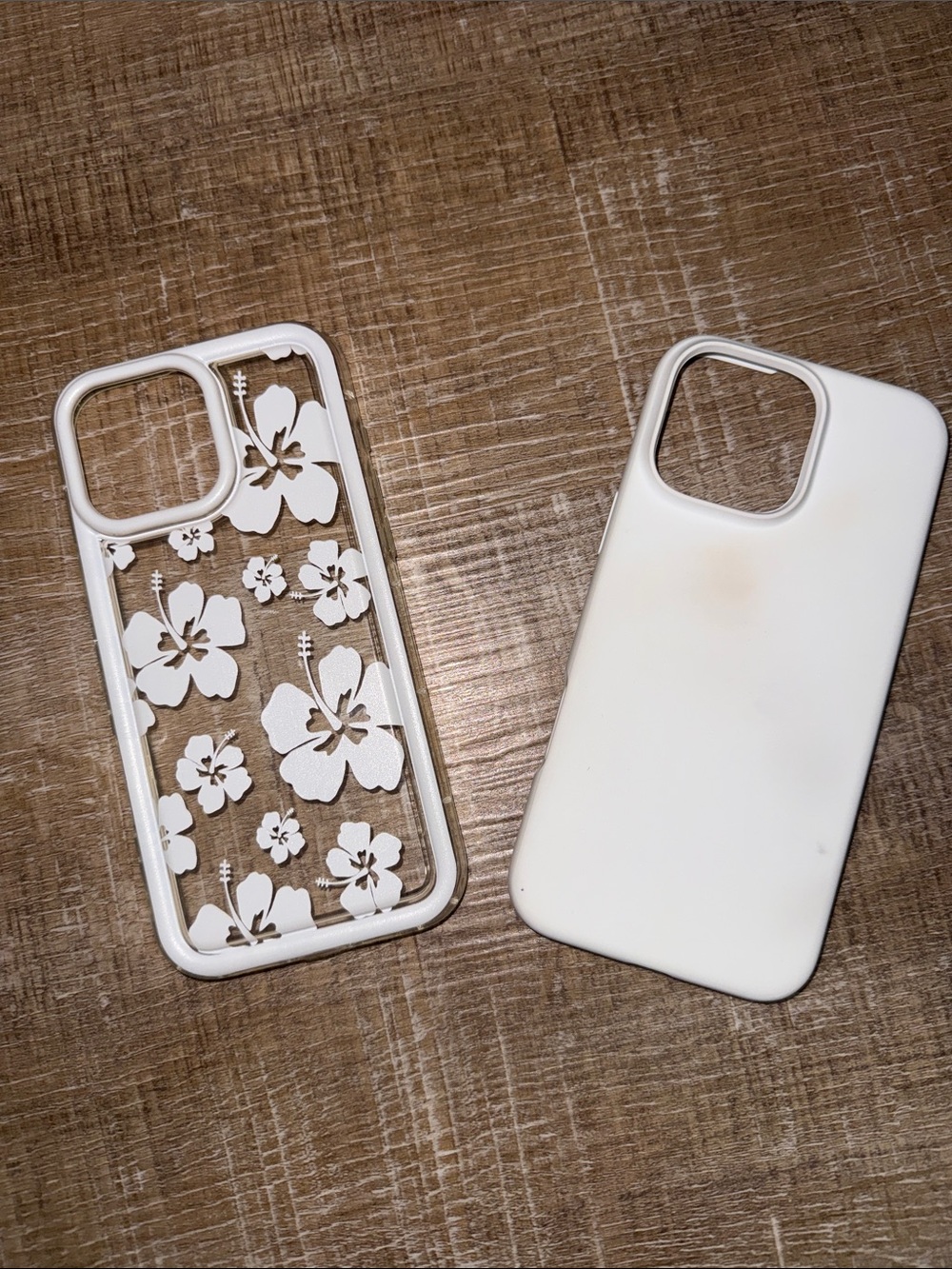 White Floral Clear and Solid White Phone Case Duo